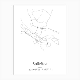 Solleftea,Sweden Minimalist Map Art Print