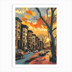 Prospect Heights New York Colourful Silkscreen Illustration 1 Art Print