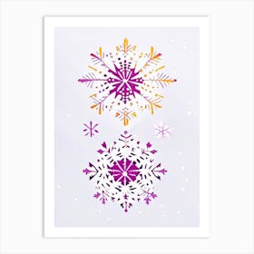 Snowflakes In The Snow,  Snowflakes Minimal Line Drawing 2 Art Print