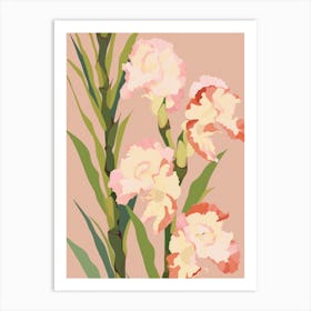 Gladioli Flower Big Bold Illustration 1 Art Print