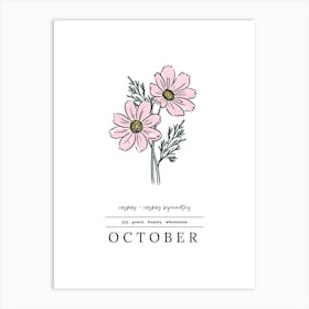 October Cosmos Birth Flower 2 Art Print