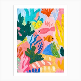 Coral And Fish Sea Life Gouache Painting Art Print