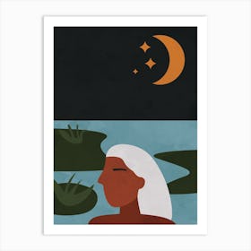 Moon And Lily Art Print