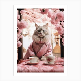 Cat In Kimono Art Print