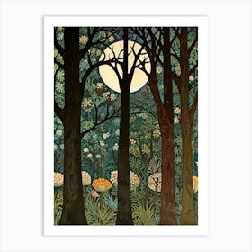 William Morris Moonlight In The Forest 42 Art Print