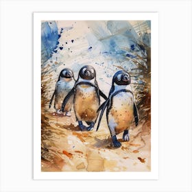 Humboldt Penguin Robben Island Watercolour Painting 3 Art Print