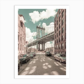 Manhattan Bridge NYC Urban Vintage Style Art Print