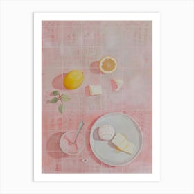 Pink Breakfast Food Crumpets 1 Art Print