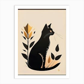 black cat mininalist portrait 11 Art Print