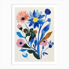 Painted Florals Cornflower 4 Art Print