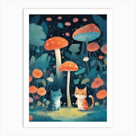 Illustration Couple Of Cat Art Print