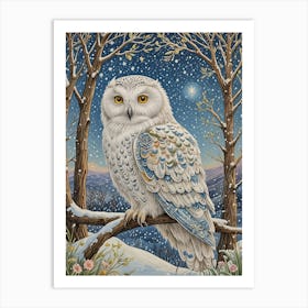 Snowy Wise Owl Art Print