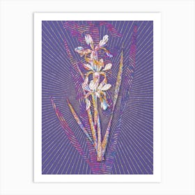 Geometric Yellow Banded Iris Mosaic Botanical Art on Veri Peri n.0148 Art Print