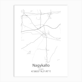 Nagykallo,Hungary Minimalist Map Art Print