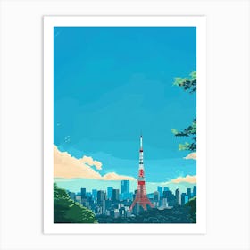 Tokyo Tower 1 Colourful Illustration Art Print