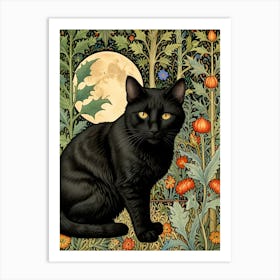 William Morris Black Cat In The Garden 1 Art Print