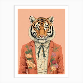 Tiger Illustrations Wearing A Blouse 1 Art Print