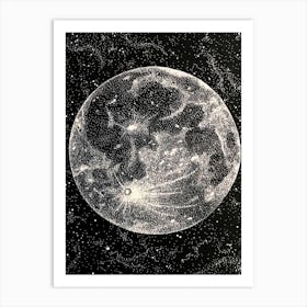 La Luna - Vintage Engraving of The Full Moon - Goddess Pagan Witchcraft Space Poster Wall Decor Witchy Cool Dark Aesthetic, Gothic Metal Beautiful Art Print