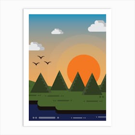 Landscape At Sunset Art Print