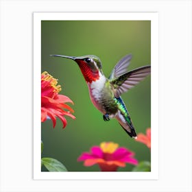 Male Ruby Throated Hummingbird-Reimagined 15 Art Print