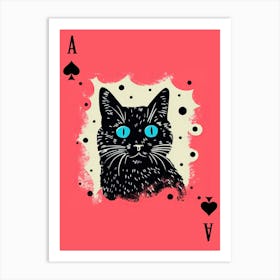 Playing Cards Cat 6 Pink And Black Art Print