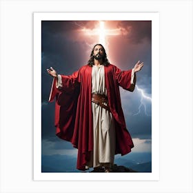 Jesus With Lightning 1 Art Print