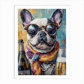 Whimsical Frenchies At The Bar 3 Art Print