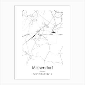 Michendorf,Germany Minimalist Map Art Print