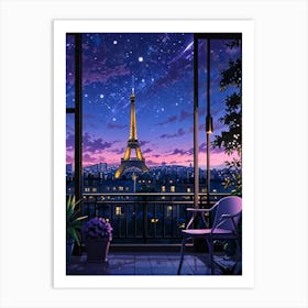 Paris Night Sky Anime aesthetic 2 Art Print