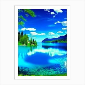 Blue Lake Landscapes Waterscape Photography 3 Art Print