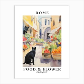 Food Market With Cats In Rome 4 Poster Art Print