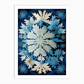 Ice, Snowflakes, Vintage Botanical 1 Art Print