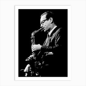 Paul Desmond American Jazz Saxophonist Music in Black White Line Art Affiche