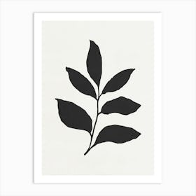 Minimalist Black Leaf 01 Art Print