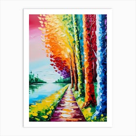 Colorful Trees By The Lake Art Print