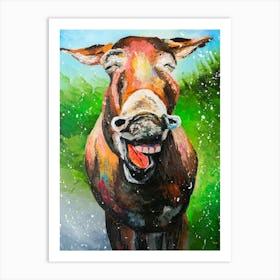 Can Animals Smile Humor donkey Art painting Art Print