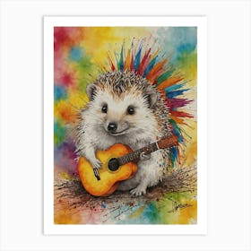 Hedgehog Playing Guitar 24 Art Print