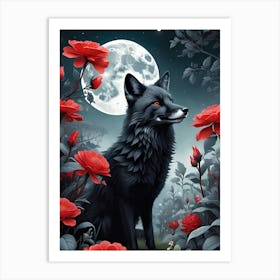 Wolf In The Moonlight Art Print