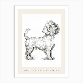 Dandie Dinmont Terrier Dog Line Sketch 3 Poster Art Print