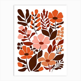 Bohemian Blooms Mid Century Modern Floral Earthy Tones Art Print