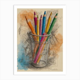 Pencils In A Bucket Art Print