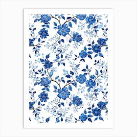 Blue And White Floral Pattern 5 Art Print