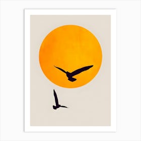 Sunset Seagulls Art Print