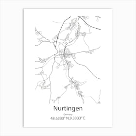 Nurtingen,Germany Minimalist Map Art Print