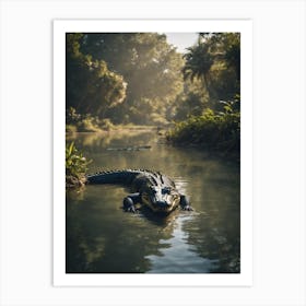 Alligator In The River Art Print