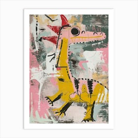 Graffiti Pastel Pink Dinosaur Art Print