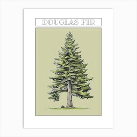 Douglas Fir Tree Minimalistic Drawing 4 Poster Art Print