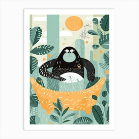 Gorilla Art In Bath Cartoon Nursery Illustration 4 Art Print