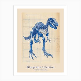 Heterodontosaurus Skeleton Blue Print Style Poster Art Print