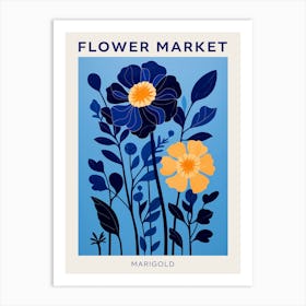 Blue Flower Market Poster Marigold Art Print